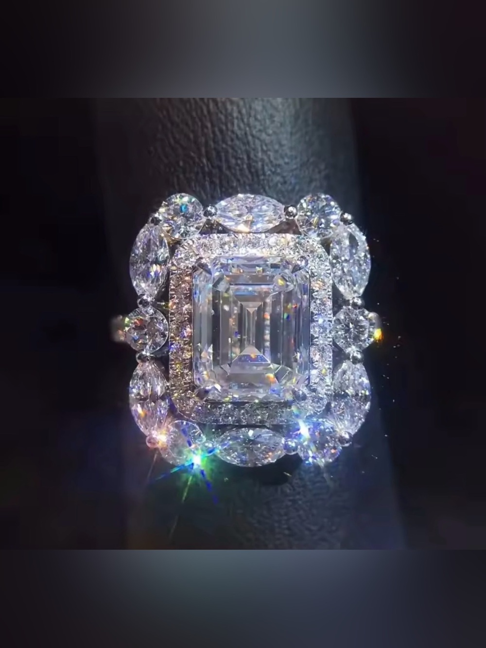 Classic Halo Square-Cut CZ Ring in Silver Size 7